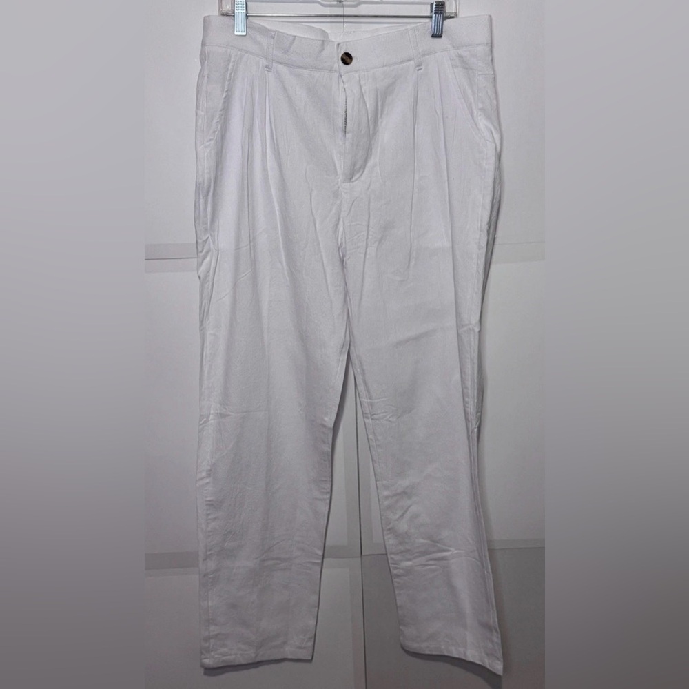 Men's Ouku White Linen Pants - Size XL